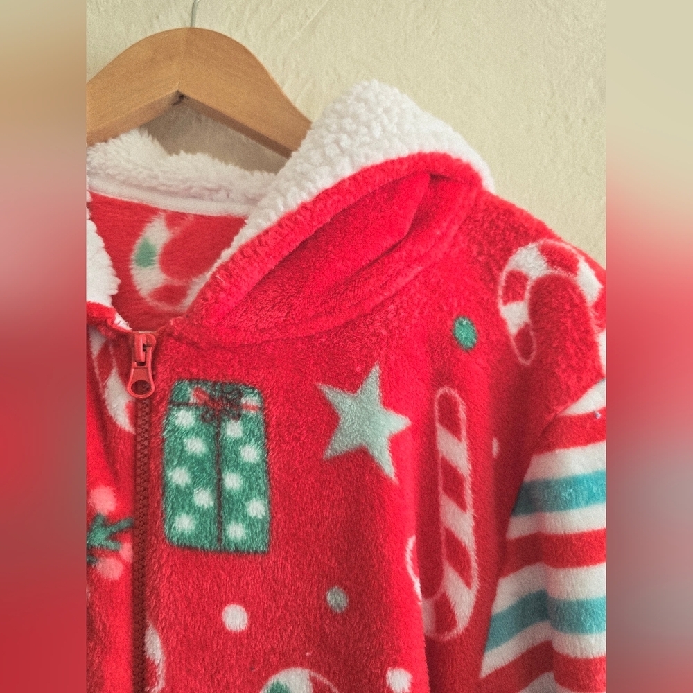 Giggling Getup,Joyfy Christmas Pajamas Hoody Jumpsuit, Size Small - Picture 6 of 11